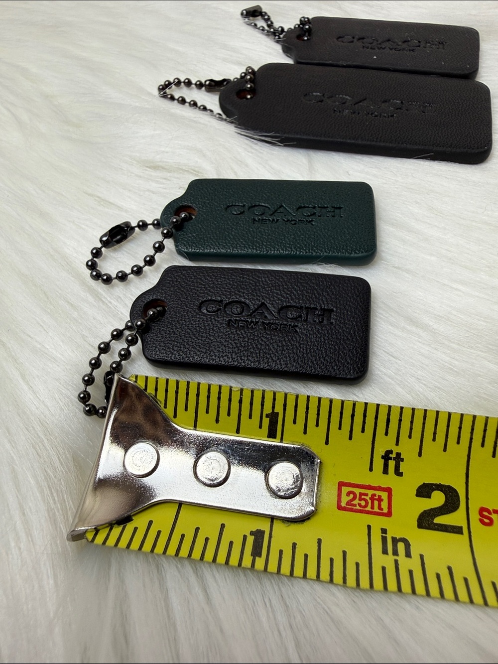 Coach Leather Bag Tags in Black and Dark Green - Set of 4 - Picture 6 of 8